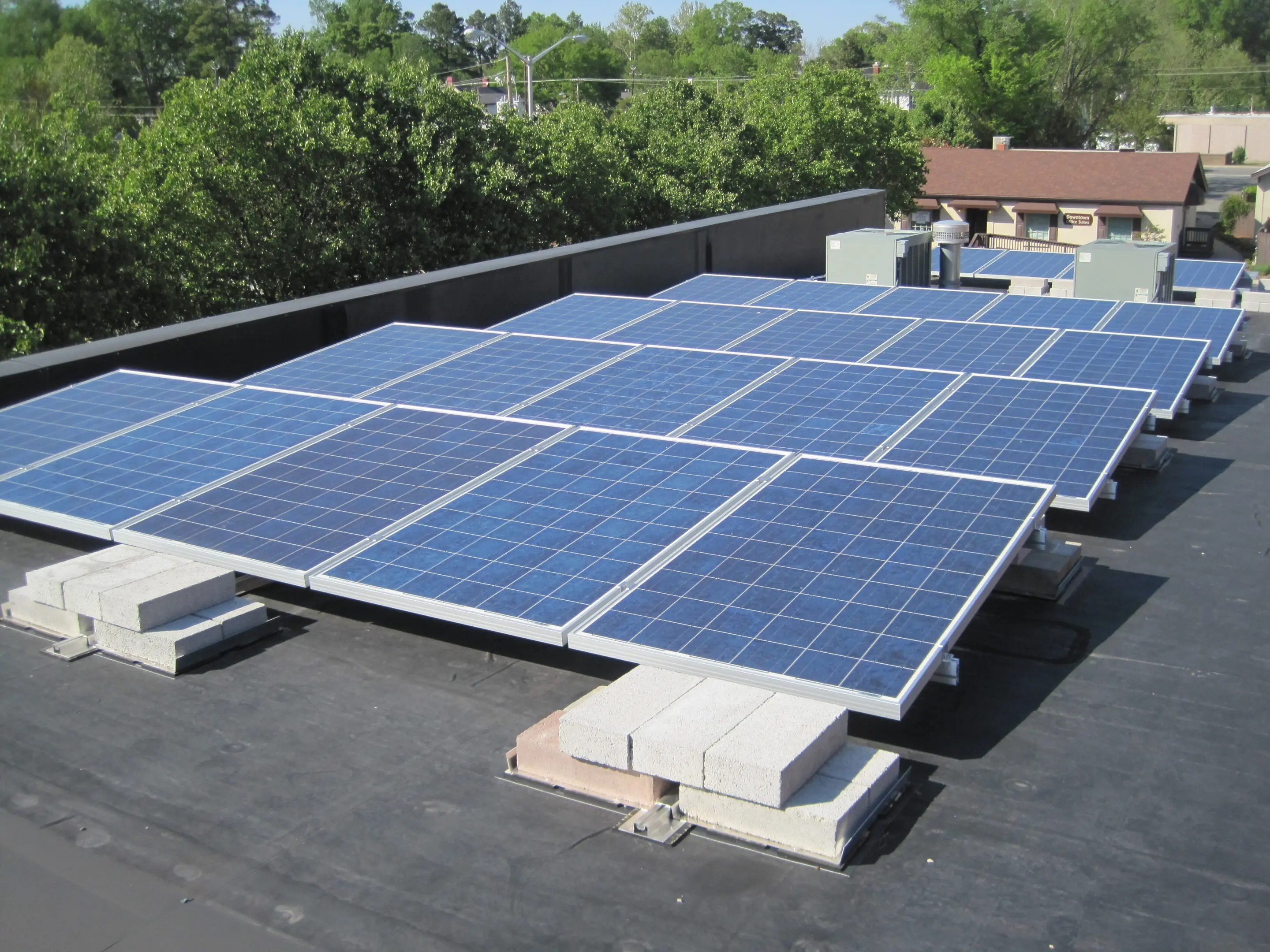 Solar panels installed on rooftop.